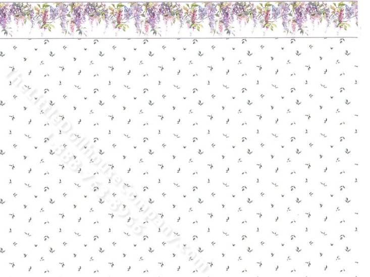 (image for) Grey Leaf w Border Pattern Miniature Wallpaper for Dollhouses