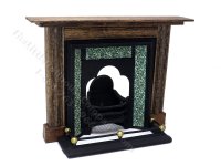 (image for) Miniature Coalbrookdale Tiled Fireplace and Fender Set for Dollhouses - Green