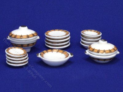 (image for) Miniature 19 Piece Dinner Service Set for Dollhouses