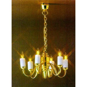(image for) Dollhouse Scale Model Grand 6 Arm Brass Chandelier