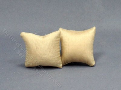 (image for) Miniature Pair of Gold Satin Pillows for Dollhouses