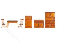 (image for) Dollhouse Miniature 6 Piece Kitchen Set - Walnut
