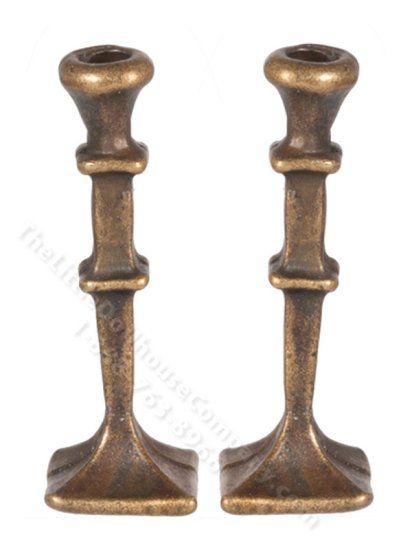 (image for) Miniature Square Bronze Candlesticks for Dollhouses