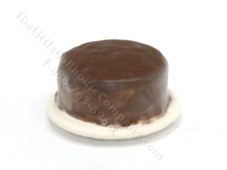 (image for) Miniature Chocolate Cake on a Plate for Dollhouses