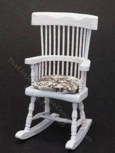(image for) Vintage Miniature Shabby White Windsor Rocking Chair with Cushion