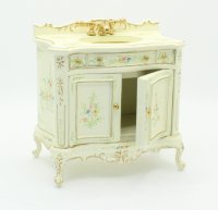 (image for) Miniature Small Sink in Ornate Cream Cabinet