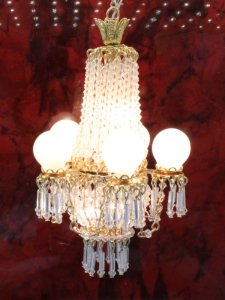 (image for) Dollhouse Scale Elegant Five Globe Crystal Chandelier