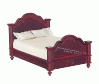 (image for) Miniature Mahogany Two Tone Timber Bed for Dollhouses