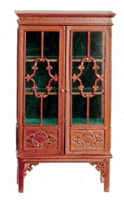 (image for) Miniature 1780 China Cabinet in Walnut for Dollhouses