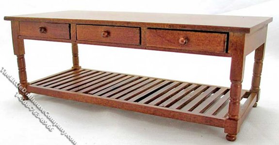 (image for) Miniature Walnut Large Table for Dollhouses