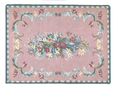 (image for) Miniature Medium 'Rosalind' Rug - Pink and Gingham Floral Rug