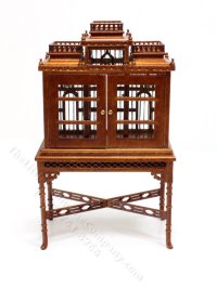(image for) Miniature Ornate Victorian Birdcage for Dollhouses - Walnut