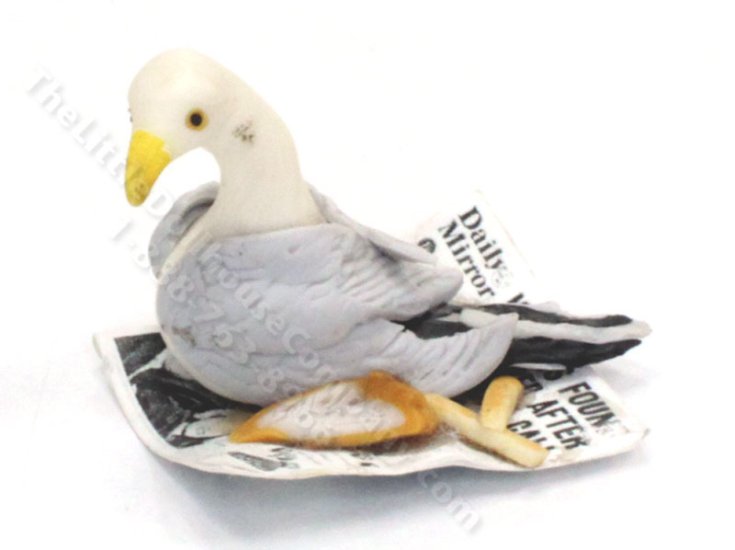 (image for) Miniature Seagull with Fish and Chips for Dollhouses