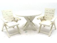 (image for) Miniature 3 Piece White Patio Set for Dollhouses