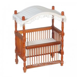 (image for) Miniture Walnut Canopy Crib