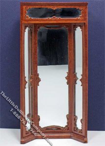 (image for) Miniature Three-Way Mirror Walnut Unit for Dollhouses