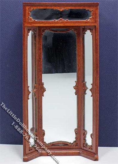 (image for) Miniature Three-Way Mirror Walnut Unit for Dollhouses
