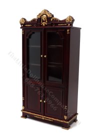 (image for) Miniature Empire Display Cabinet for Dollhouses - Mahogany