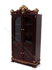 (image for) Miniature Empire Display Cabinet for Dollhouses - Mahogany