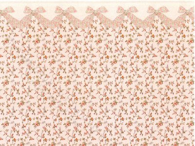 (image for) Pink Swag & Floral Pattern Miniature Wallpaper for Dollhouses