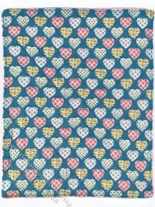 (image for) Miniature Handmade Quilt for Dollhouses - Hearts on Blue