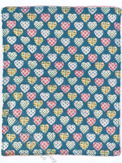 (image for) Miniature Handmade Quilt for Dollhouses - Hearts on Blue