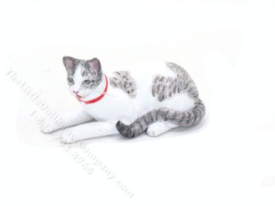 (image for) Handmade Miniature White and Grey Cat