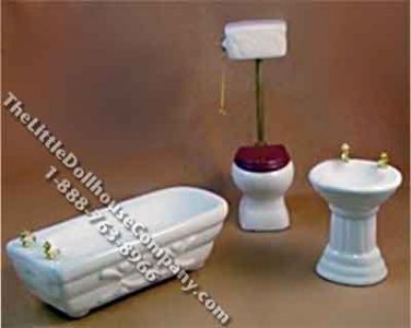 (image for) Miniature 3 Piece Victorian Bath Set for Dollhouses