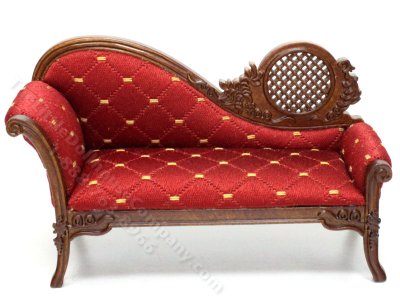 (image for) Miniature Victorian Walnut Chaise Lounge for Dollhouses
