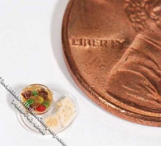 (image for) Dollhouse Scale Model 1:48 Scale Veggie Soup with Crackers