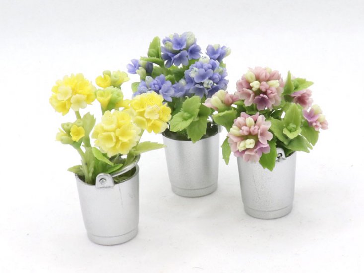 (image for) Miniature Hydrangeas in Silver Bucket