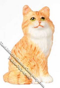 (image for) Dollhouse Scale Model Sitting Orange Persian Cat
