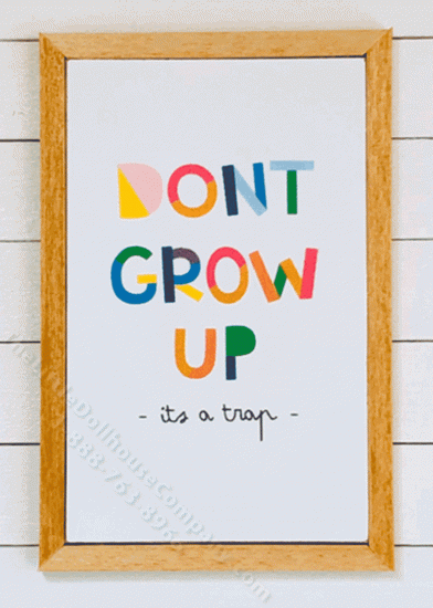 (image for) Miniature 'Don't Grow Up' Rectangular Framed Print on Wood