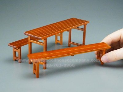 (image for) Miniature Outdoor Table and Benches for Dollhouses