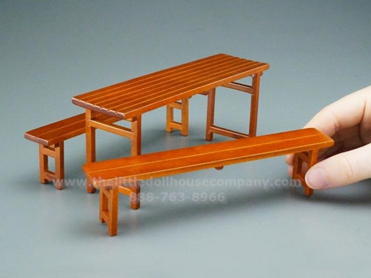 (image for) Miniature Outdoor Table and Benches for Dollhouses