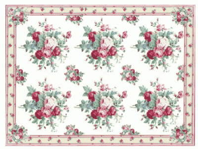 (image for) Miniature Medium Scale Sized White Rug with Pink Roses