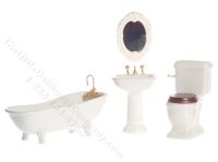 (image for) Dollhouse Miniature Classic White Bathroom Set