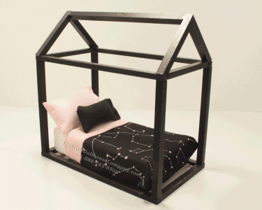 (image for) Dollhouse Miniature Modern Black Constellation Children's Bed