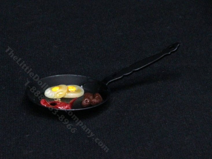 (image for) Miniature Bacon and Eggs in Frying Pan for Dollhouses