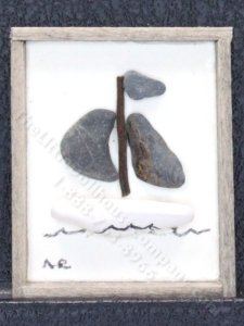 (image for) Dollhouse Miniature Sailboat Pebble Art by Amy Robinson