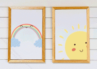 (image for) Miniature Sun and Rainbow Rectangular Framed Prints on Wood