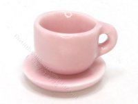 (image for) Miniature Ceramic Pink Glazed Tea Cup and Saucer