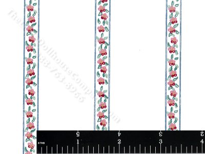 (image for) Rose Stripe Damask Miniature Wallpaper for Dollhouses