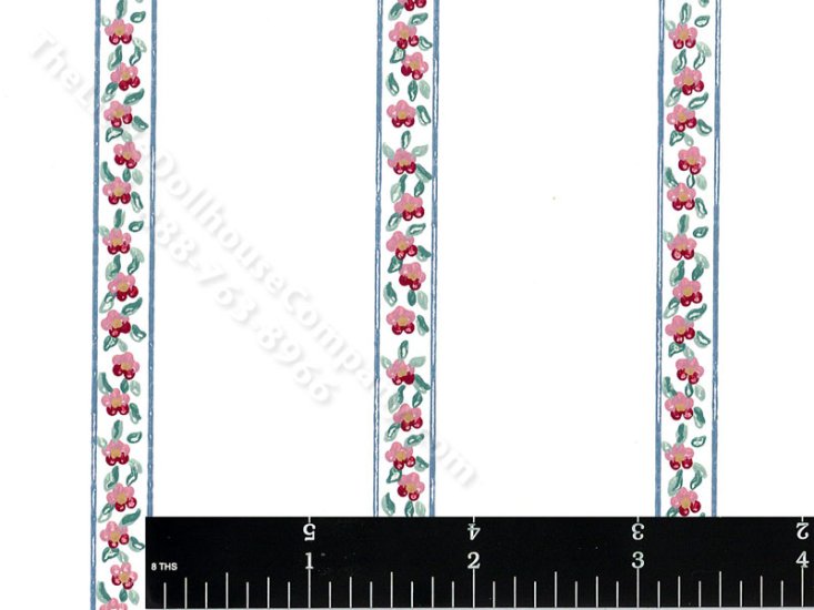 (image for) Rose Stripe Damask Miniature Wallpaper for Dollhouses