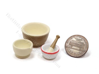 (image for) Miniature 4 Piece Mixing Bowl Set for Dollhouses