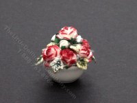 (image for) Miniature White and Red Rose Flower Arrangment for Dollhouses