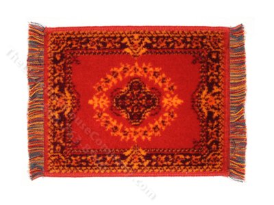 (image for) Miniature Karastan Rug for Dollhouses - Red