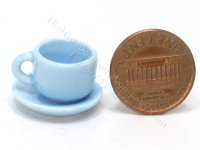 (image for) Miniature Playscale Ceramic Blue Tea Cup and Saucer