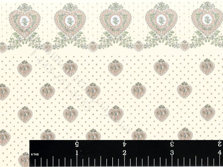 (image for) Cream Petite Heart Miniature Wallpaper for Dollhouses