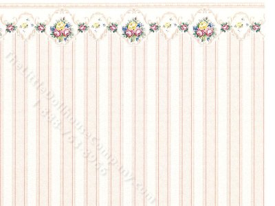 (image for) Victorian Rose Stripe Wallpaper with Border